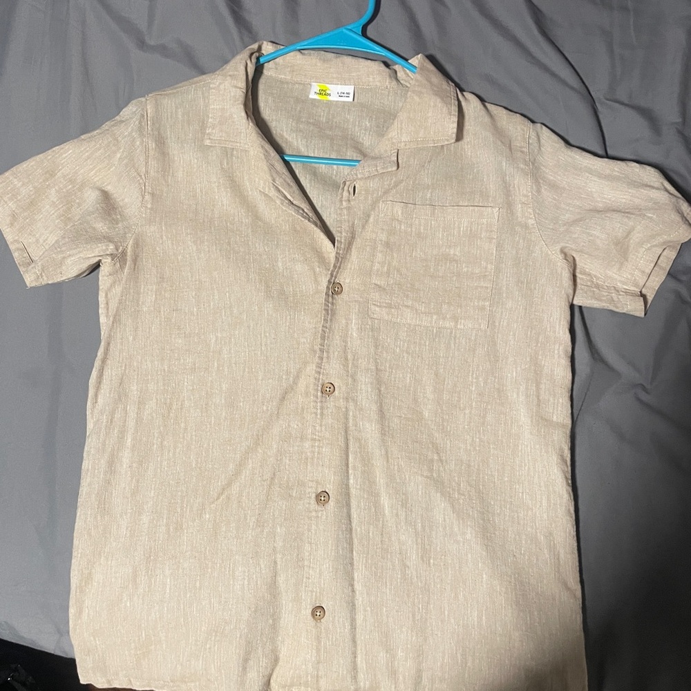Kids Beige Short Sleeve Shirt